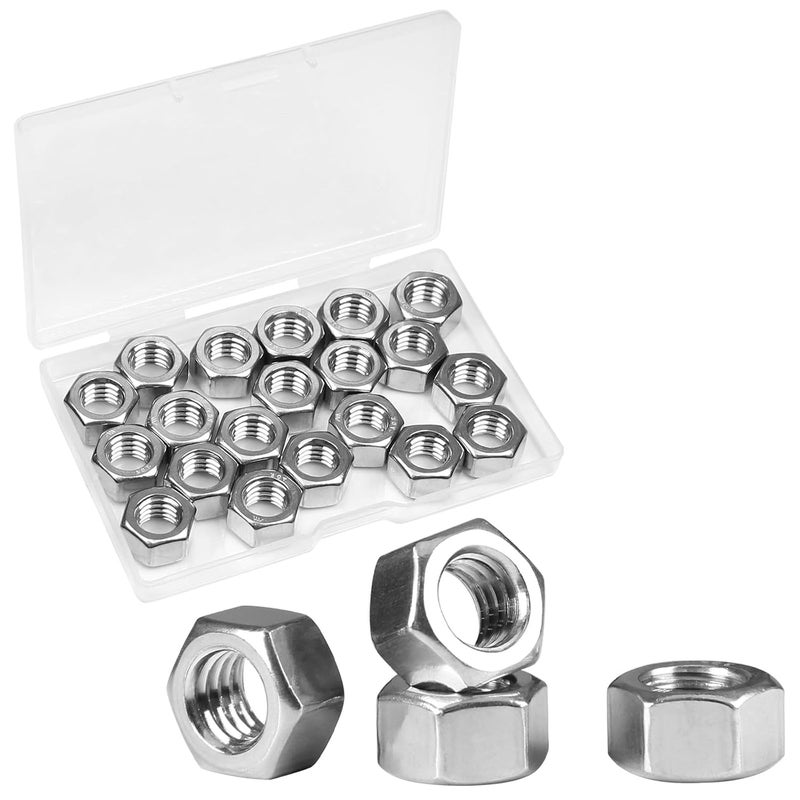 Yinpecly 20pcs 3/8-16 Hex Nuts, 304 Stainless Steel,Coarse Thread Hexagon Nut,Hex Drive, UNC Small Nuts Fasteners,3/8 Replacement Nut, Right Hand,Tiny - Image 1